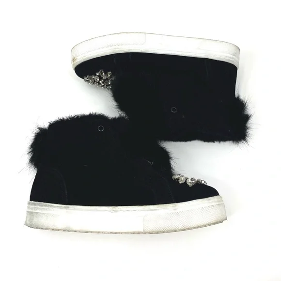 💕 Sam Edelman Black Fur Leland Sneakers - Picture 7 of 9